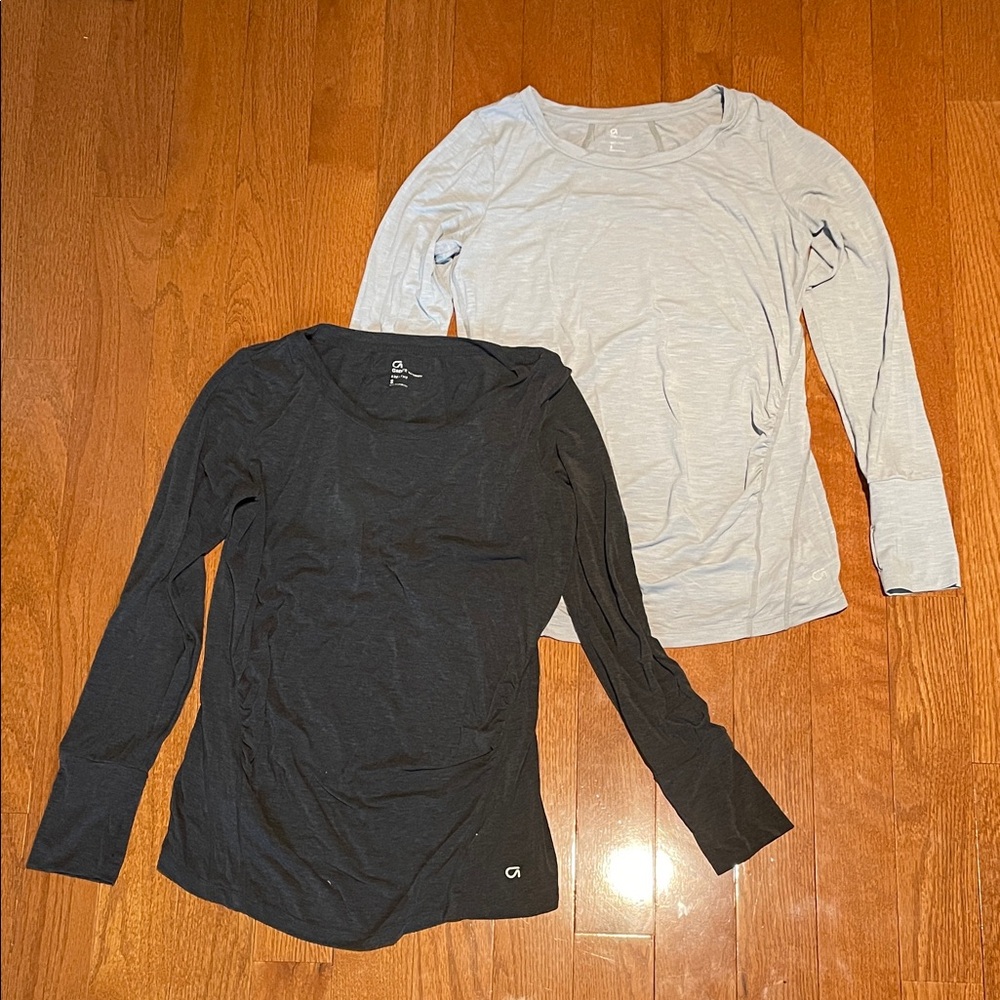 GAP Fit Maternity Charcoal and Silver/Gray Long Sleeve Tops